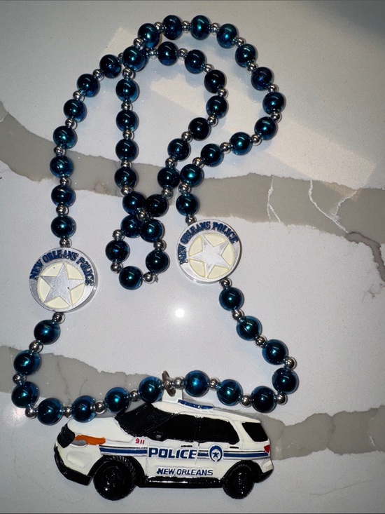 Other - New Orleans Police Bead Necklace with Patrol SUV Pendant - Teal Blue